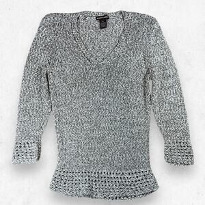 Elliott Lauren Knit Gray Sweater Women's‎ Size S 3/4 Sleeves Top